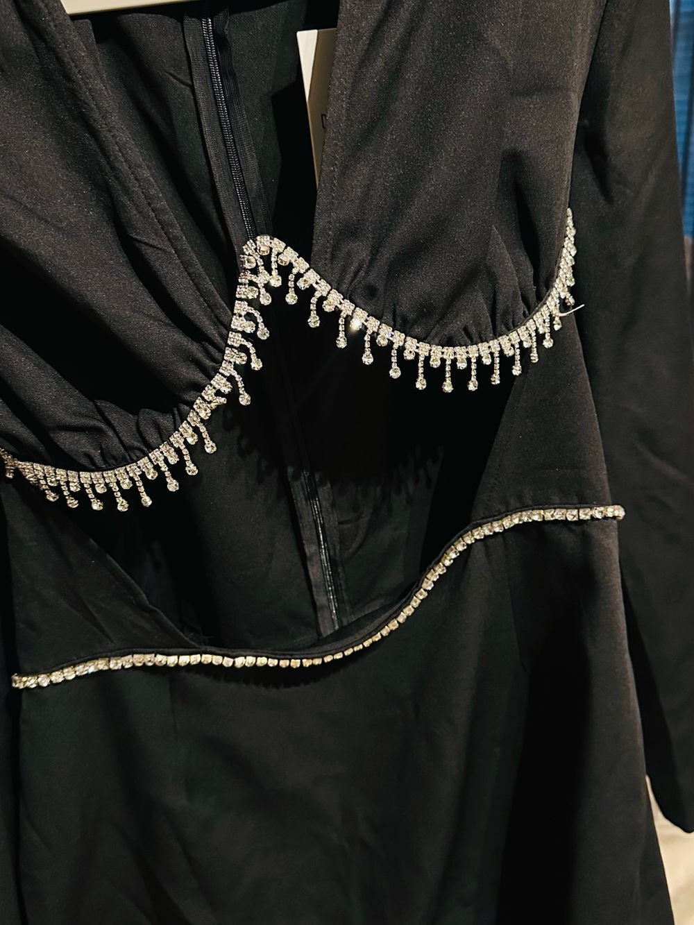 Black Dress with Rhinestone Fringe